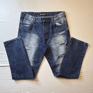 Southpole Jeans Mens 34x32 Distressed Denim Straight Leg Authentic Collection